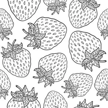 Seamless pattern with strawberries. Graphic stylized drawing. Stock Illustration