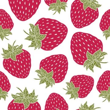 Seamless pattern with strawberries. Graphic stylized drawing. Stock Illustration