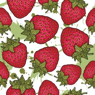 Seamless pattern with strawberries. Graphic stylized drawing. Stock Illustration