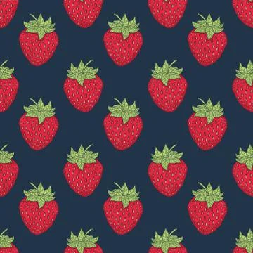 Seamless pattern with strawberries. Graphic stylized drawing. Stock Illustration