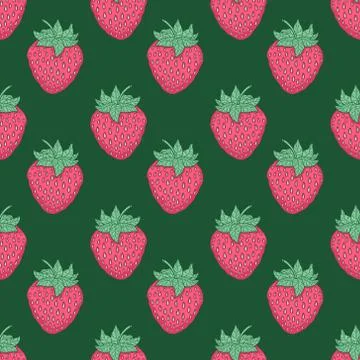 Seamless pattern with strawberries. Graphic stylized drawing. Stock Illustration