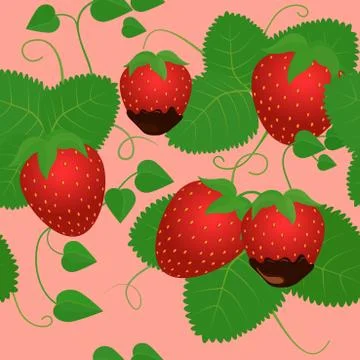 Seamless pattern with strawberries Stock Illustration