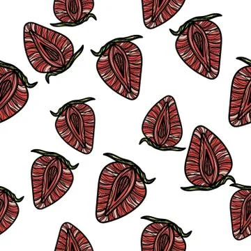 Seamless pattern with strawberries. Illustrazione stock