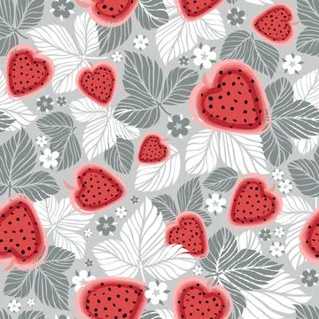 Seamless pattern with strawberries Stock Illustration