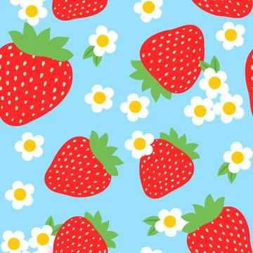 Seamless Pattern Strawberries Stock Illustration