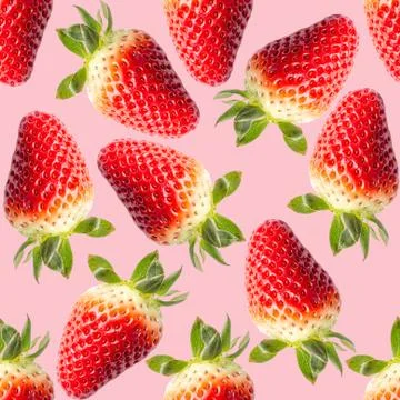 Seamless pattern with strawberries Stock Photos