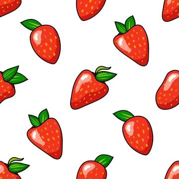 Seamless pattern of strawberries on a white background. Bright red summer b.. Stock Illustration