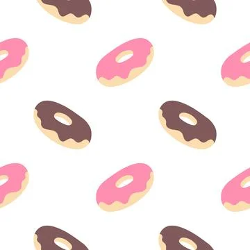Seamless pattern strawberry and chocolate donut Illustrazione stock