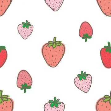 Seamless pattern with strawberry background. Vector illustrations for gift wr Stock Illustration