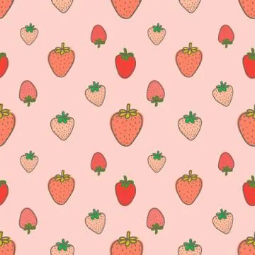 Seamless pattern with strawberry background. Vector illustrations for gift wr Stock Illustration