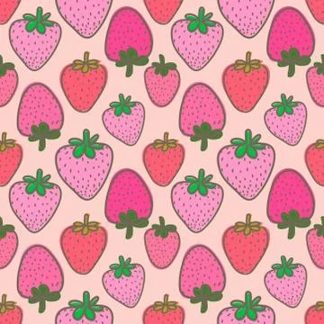 Seamless pattern with strawberry background. Vector illustrations for gift wr Stock Illustration