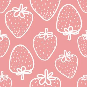 Seamless pattern with strawberry background. Vector illustrations for gift wr Stock Illustration
