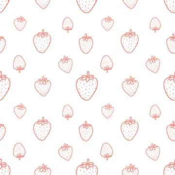 Seamless pattern with strawberry background. Vector illustrations for gift wr Stock Illustration