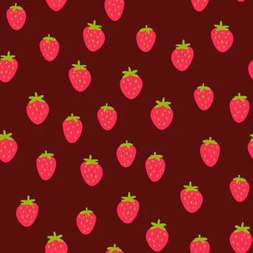 Seamless pattern with strawberry on color background. Natural delicious fresh Stock Illustration