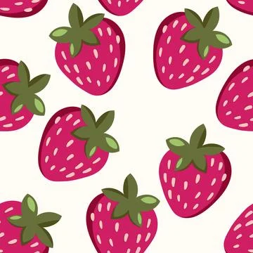 Seamless pattern with strawberry on color background. Natural delicious fresh Stock Illustration