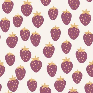 Seamless pattern with strawberry on color background. Natural delicious fresh Stock Illustration