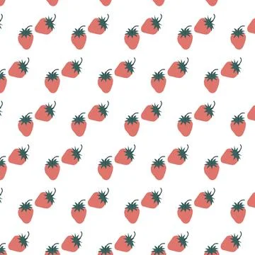 Seamless pattern with strawberry in doodle style. Trendy minimalist fruits print Stock Illustration