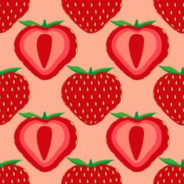 Seamless pattern of strawberry fruit Stock Illustration