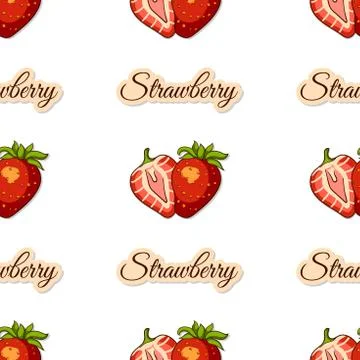 Seamless Pattern With Strawberry Stock Illustration