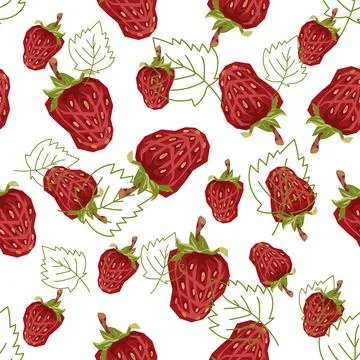 Seamless pattern with strawberry for packaging, vector hand drawn illustratio Stock Illustration