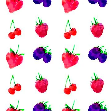 Seamless pattern with strawberry, raspberry, blackberry, cherry, berry with b Stockillustratie