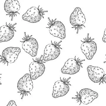 Seamless pattern strawberry sketch hand drawn Illustrazione stock