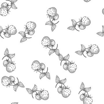 Seamless pattern strawberry sketch hand drawn Stock Illustration