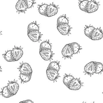 Seamless pattern strawberry sketch hand drawn イラスト素材