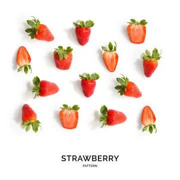 Seamless pattern with strawberry. Strawberry on the white background. Stock Photos