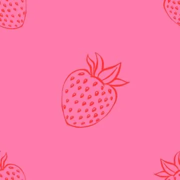 Seamless pattern with strawberry. Vector illustration of a seamless pattern o Stock Illustration
