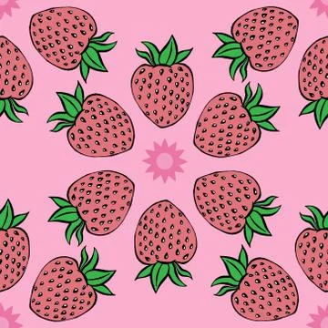 Seamless pattern with strawberry. Vector illustration of a seamless pattern o Stock Illustration