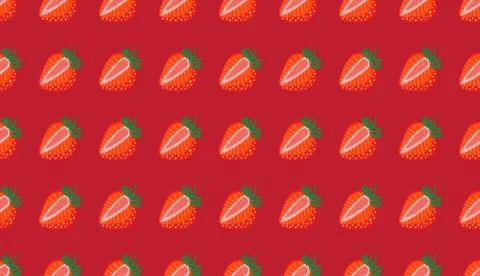 Seamless pattern of Strawberrys virtual background for Zoom. Whole and sliced Stock Illustration