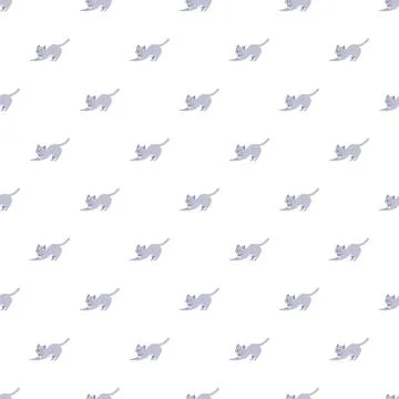 Seamless pattern with stretching grey kitten illustrations Stock Illustration