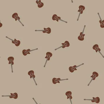 Seamless pattern string acoustic guitar cartoon vector Stock Illustration