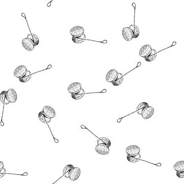 Seamless pattern string yo yo sketch hand drawn イラスト素材