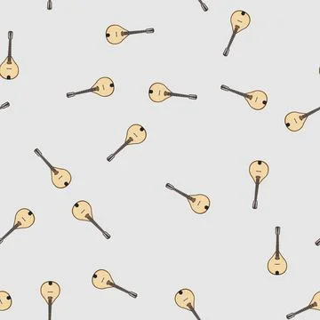 Seamless pattern strings mandolin cartoon vector Stock Illustration