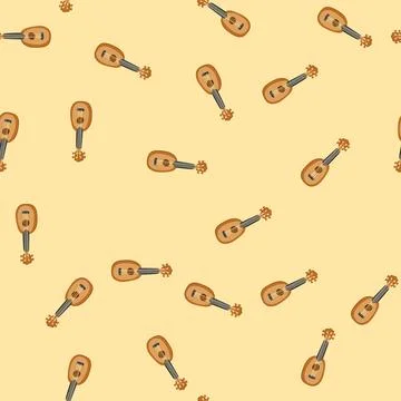 Seamless pattern strings ukulele cartoon vector Stockillustratie