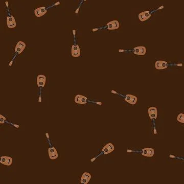 Seamless pattern strings ukulele cartoon vector Stock Illustration