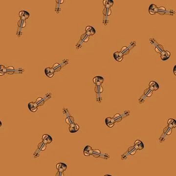 Seamless pattern strings violin cartoon vector Stock Illustration