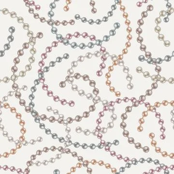 Seamless pattern with strings of white pearls Illustrazione stock
