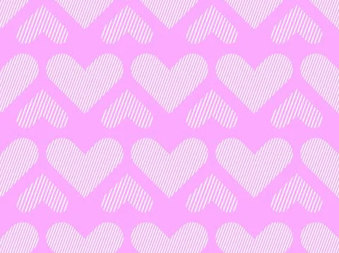 Seamless pattern with striped hearts. Happy Valentine's Day. Background with  Illustrazione stock