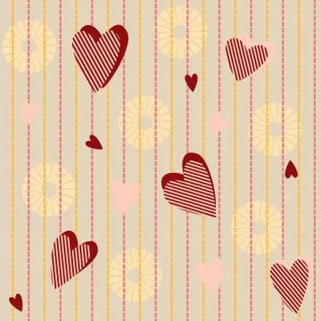 Seamless pattern with striped hearts Stock Illustration