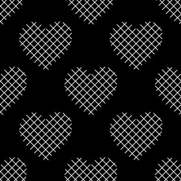Seamless pattern with striped hearts. Illustrazione stock