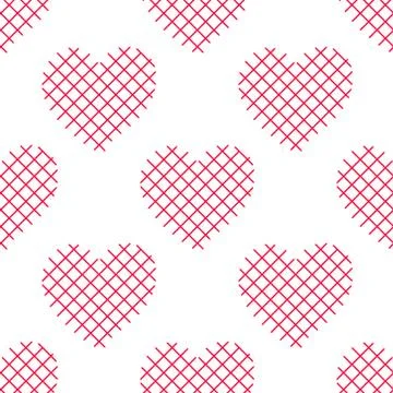 Seamless pattern with striped hearts. Valentine's Day background Stock Illustration