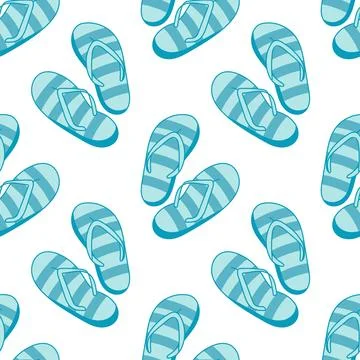 Seamless pattern with striped summer flip flops Stock Illustration