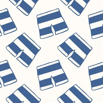 Seamless pattern with striped swim trunks in flat style. Summer travel, beach Illustrazione stock