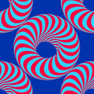 Seamless pattern with striped torus. 3d vector illustration. Stock Illustration