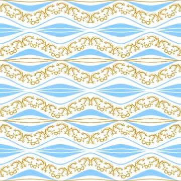 Seamless pattern with stripes and chains. Ongoing backgrounds of marine theme Stock Illustration