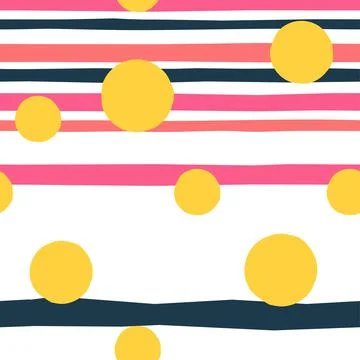 Seamless pattern with stripes and circles Stock Illustration