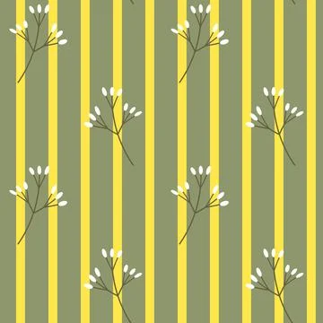 Seamless pattern of stripes and flowers. 60's style. Design for packaging, ba Stock Illustration